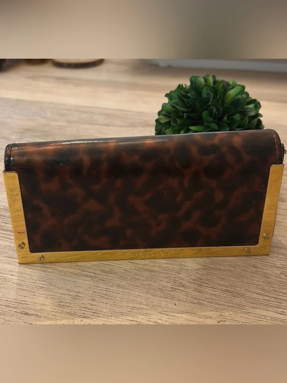 Tory Burch tortoiseshell and gold large Sunglass/ eyeglass case